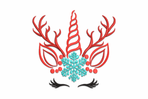 Reindeer Unicorn Christmas Embroidery Design