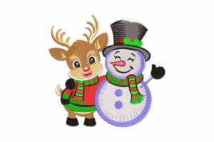 Reindeer and Snowman Friends Embroidery Design