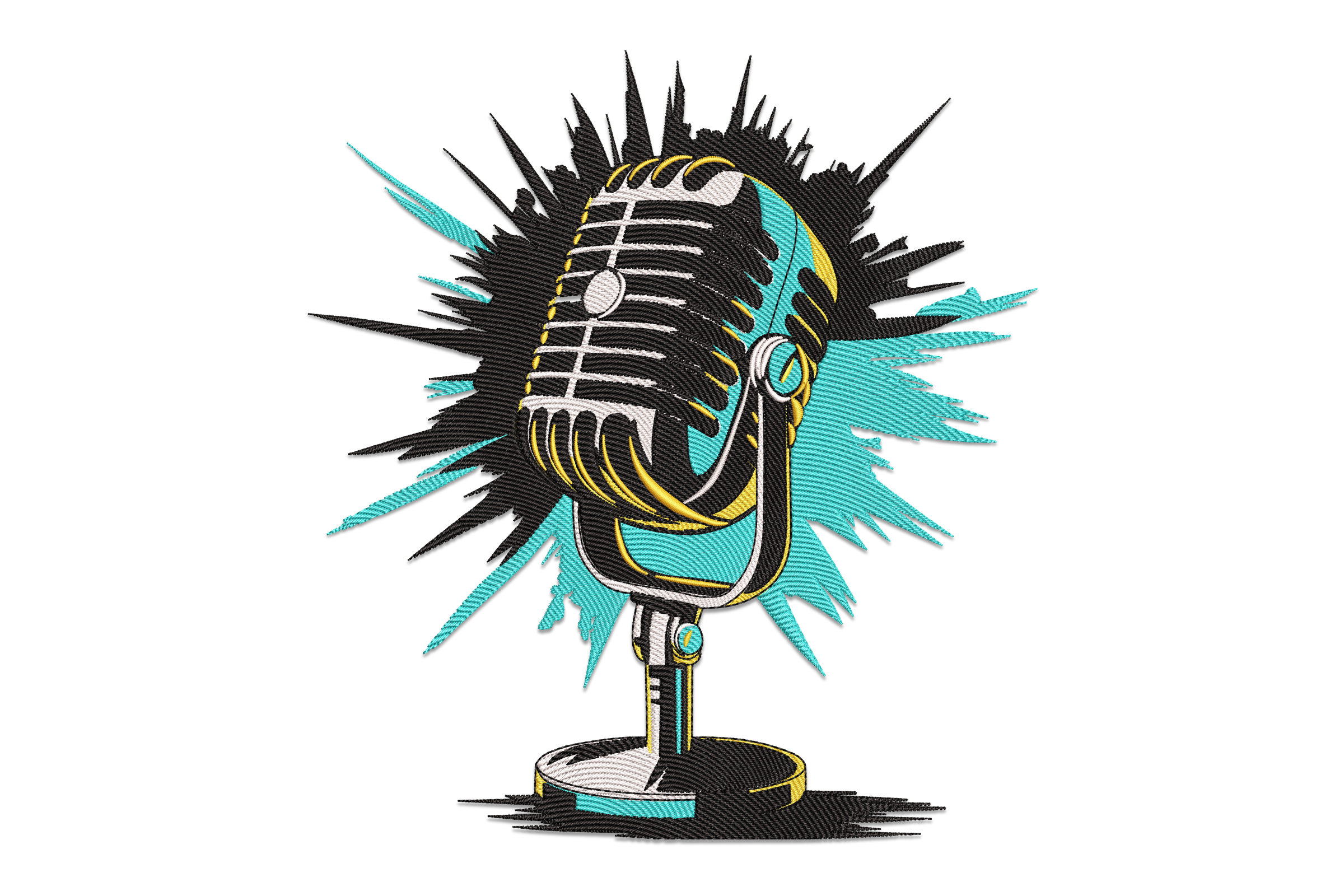Retro Microphone Embroidery Design
