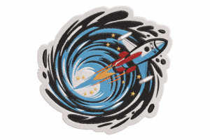 Rocket in Space Embroidery Design