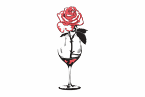 Rose in Wine Glass Embroidery Design