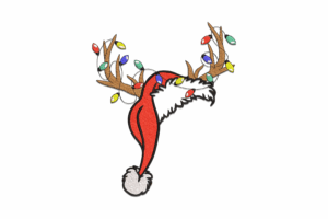 Santa Hat with Antlers Embroidery Design