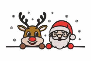 Santa and Reindeer Peekaboo Embroidery Design