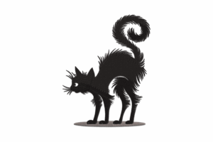 Scared Black Cat Embroidery Design