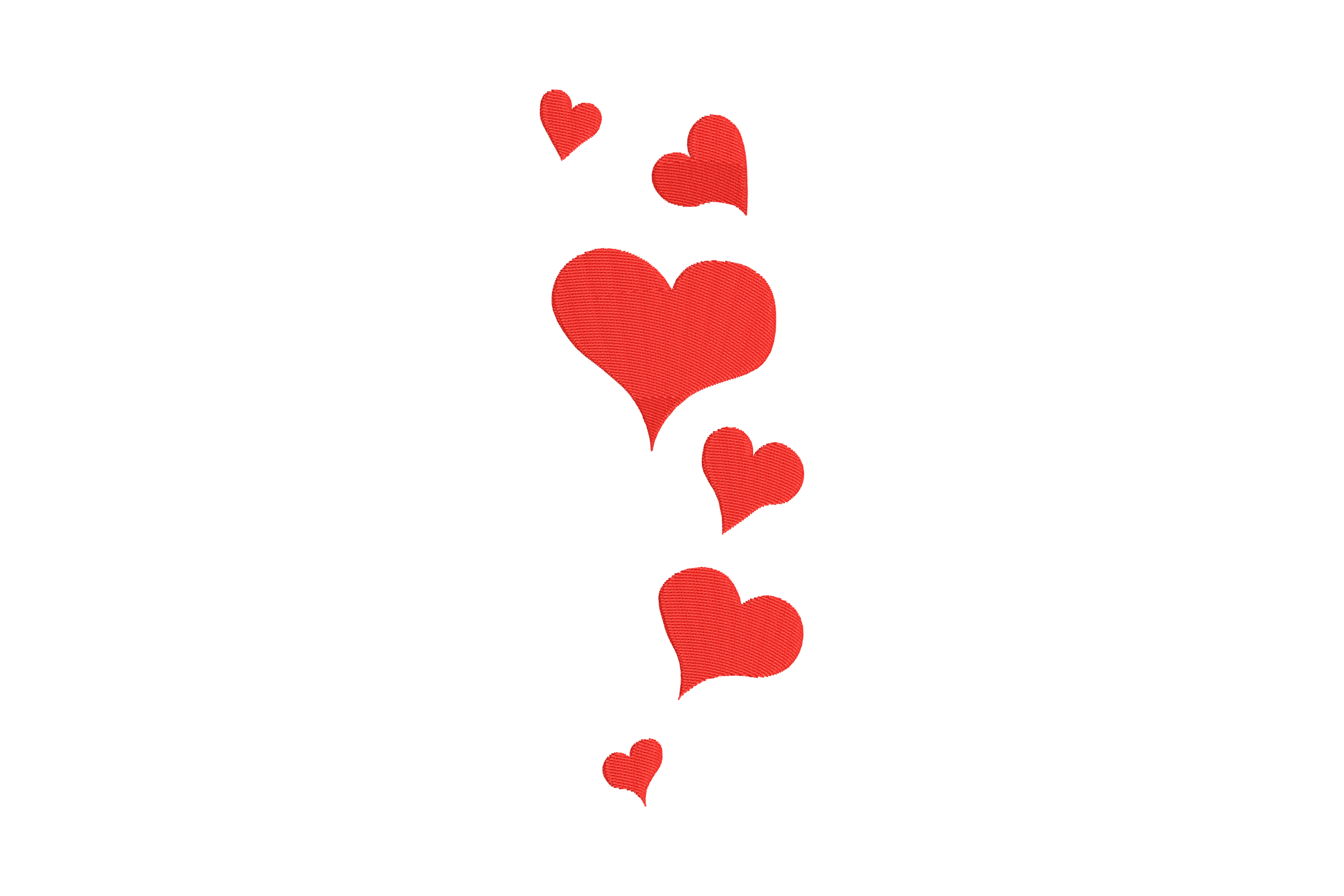 Scattered Red Hearts Embroidery Design