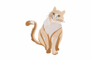 Sitting Orange Cat Embroidery Design