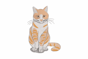 Sitting Orange Tabby Cat Embroidery Design