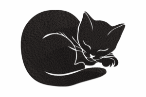 Sleeping Cat Silhouette Embroidery Design