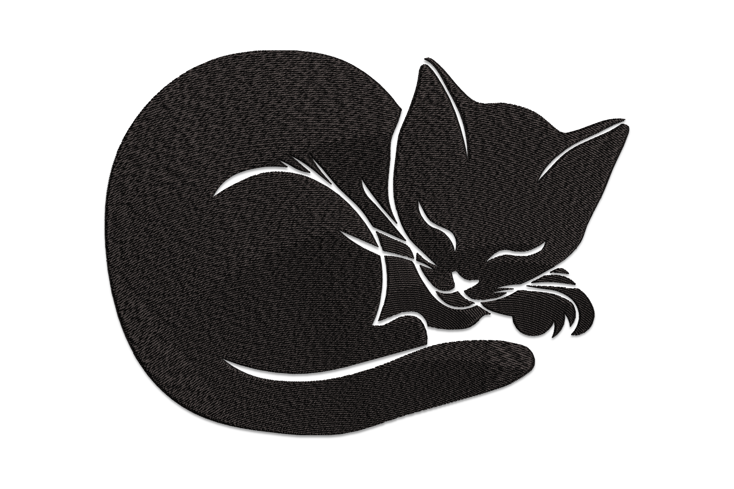 Free Sleeping Cat Silhouette Embroidery Design