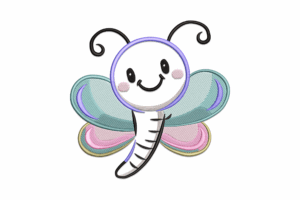 Smiling Butterfly Embroidery Design