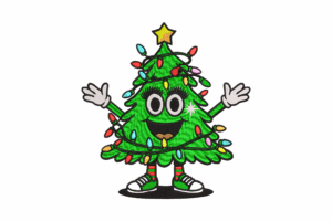 Free Smiling Christmas Tree with Lights Embroidery Design