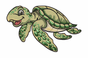Smiling Sea Turtle Embroidery Design