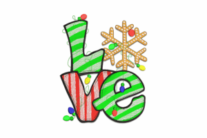 Snowflake & Holiday Lights Text Art Embroidery Design