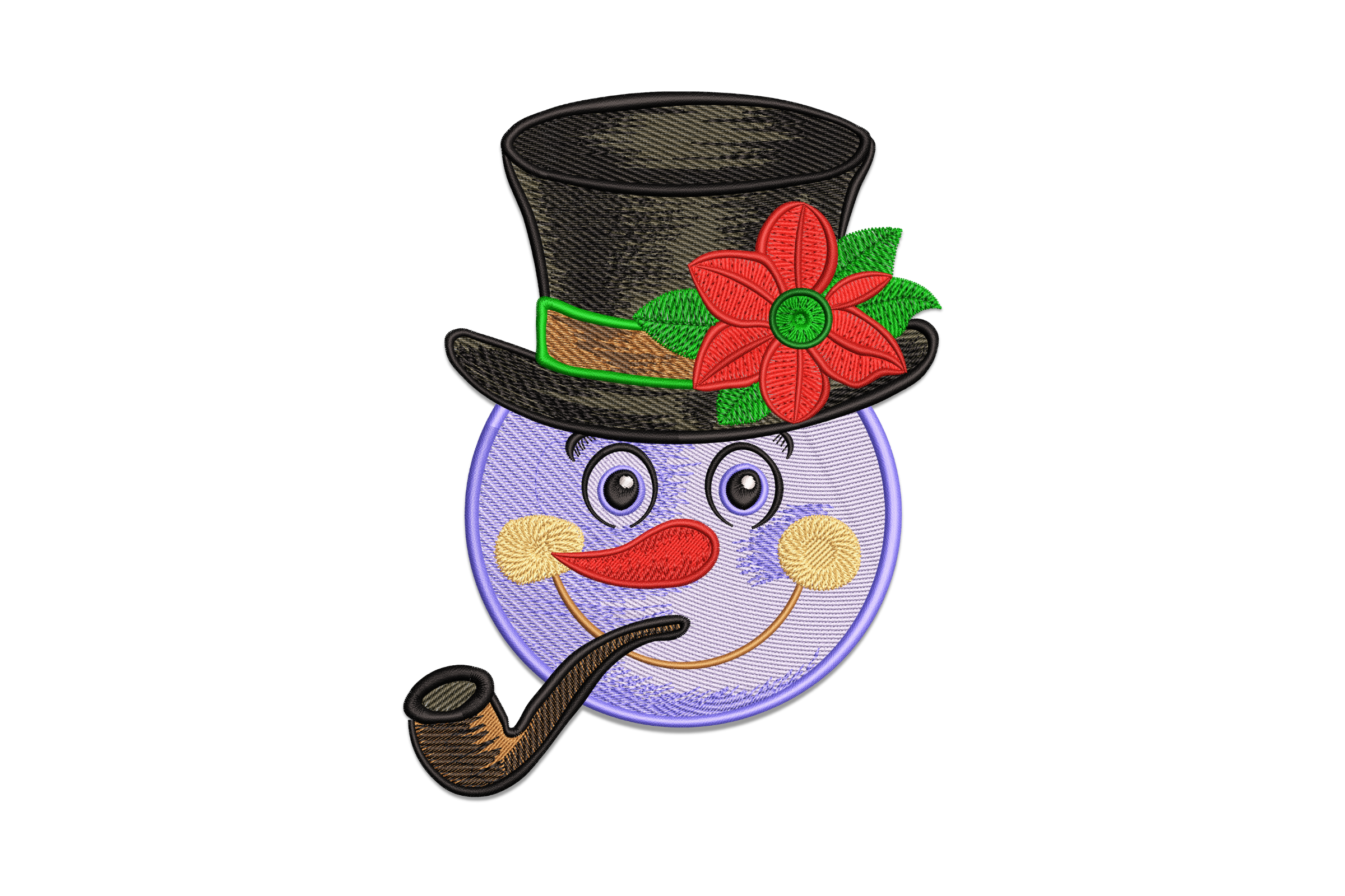 Free Snowman Face with Top Hat & Pipe Embroidery Design