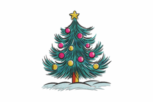 Snowy Pine Tree Embroidery Design