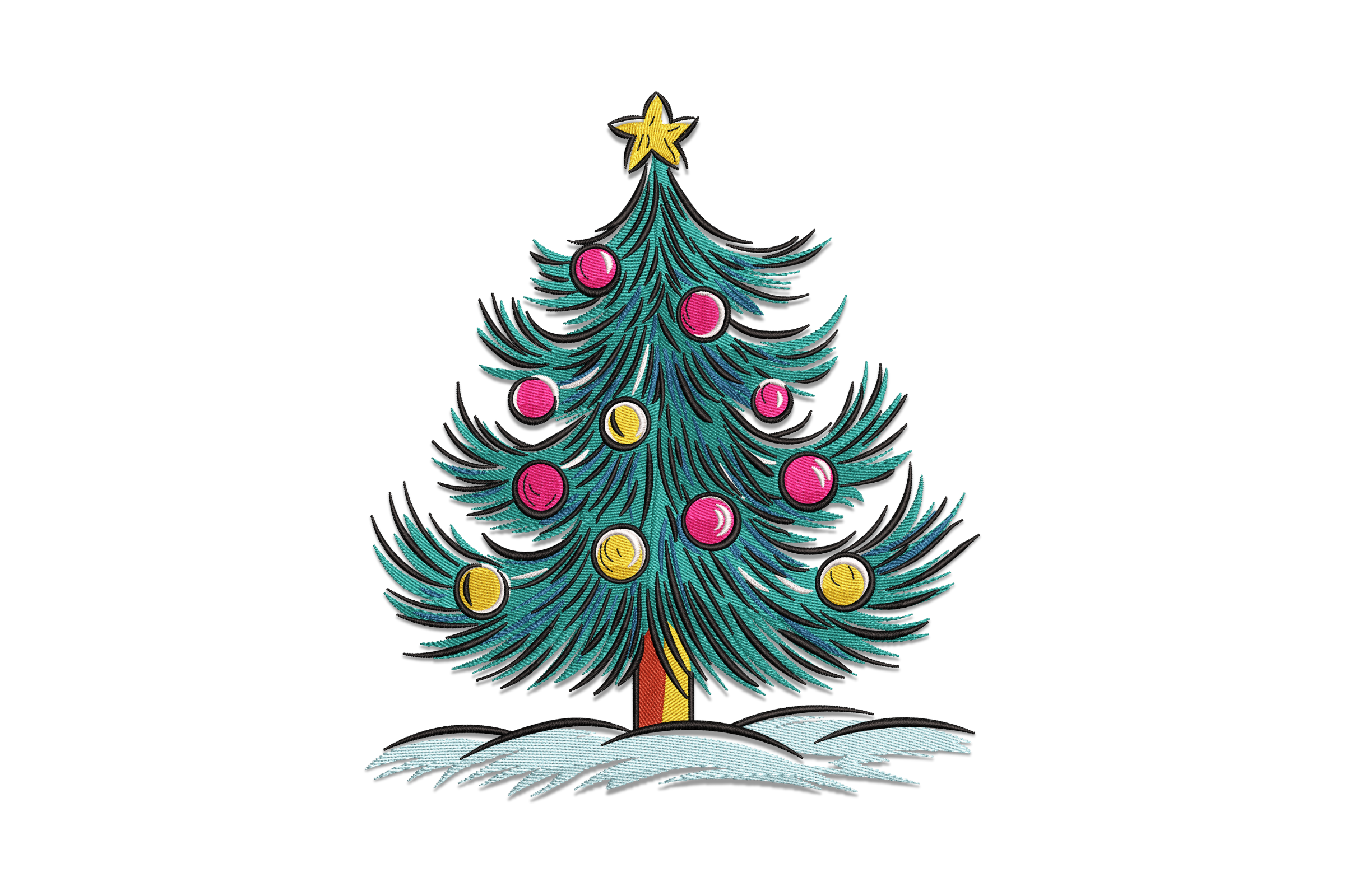 Snowy Pine Tree Embroidery Design