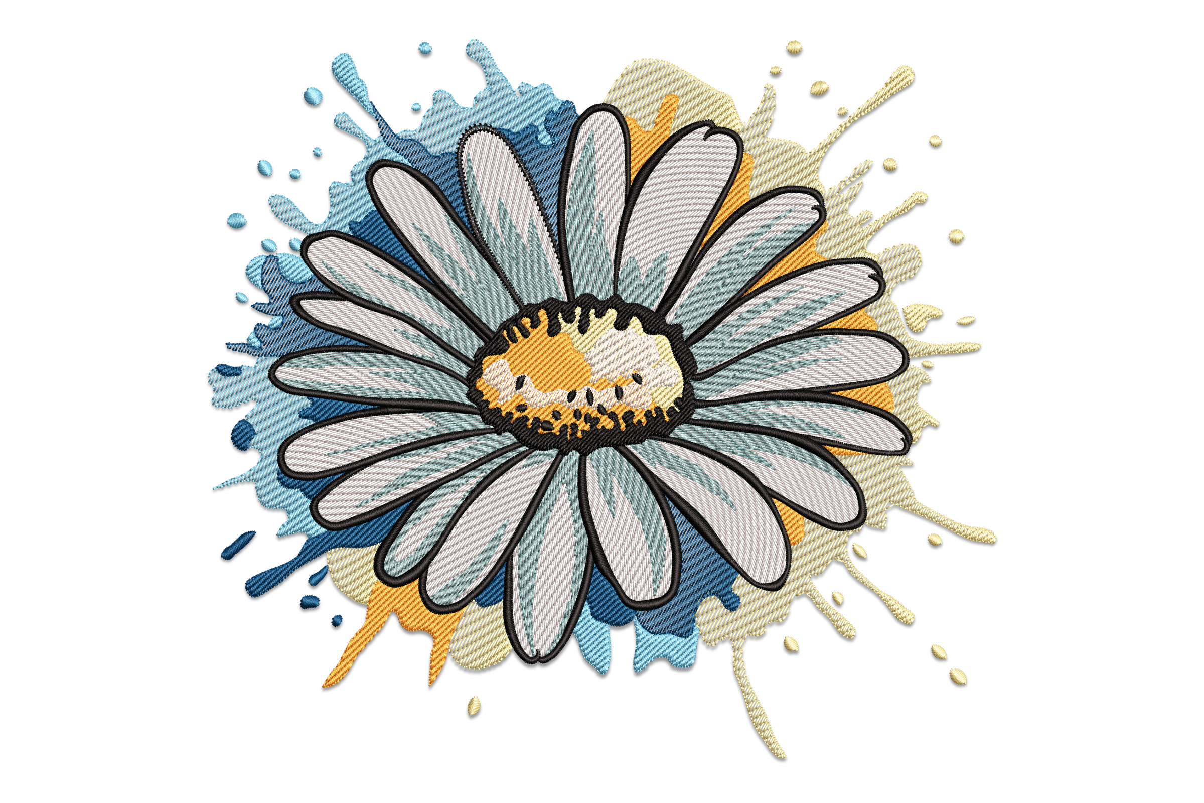 Splash Daisy Embroidery Design