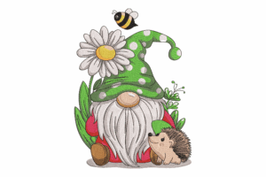 Spring Gnome Embroidery Design