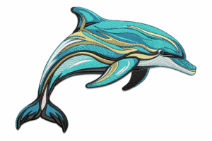 Stylized Dolphin Embroidery Design