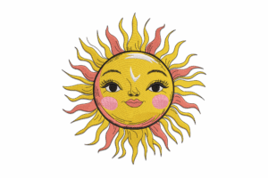 Sun Face Embroidery Design