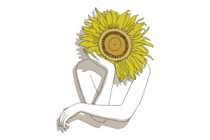 Sunflower Face Woman Embroidery Design