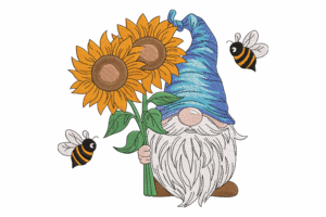 Sunflower Gnome Embroidery Design