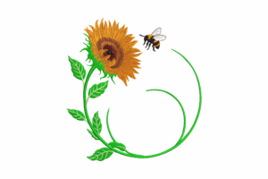 Sunflower and Bee Embroidery Design