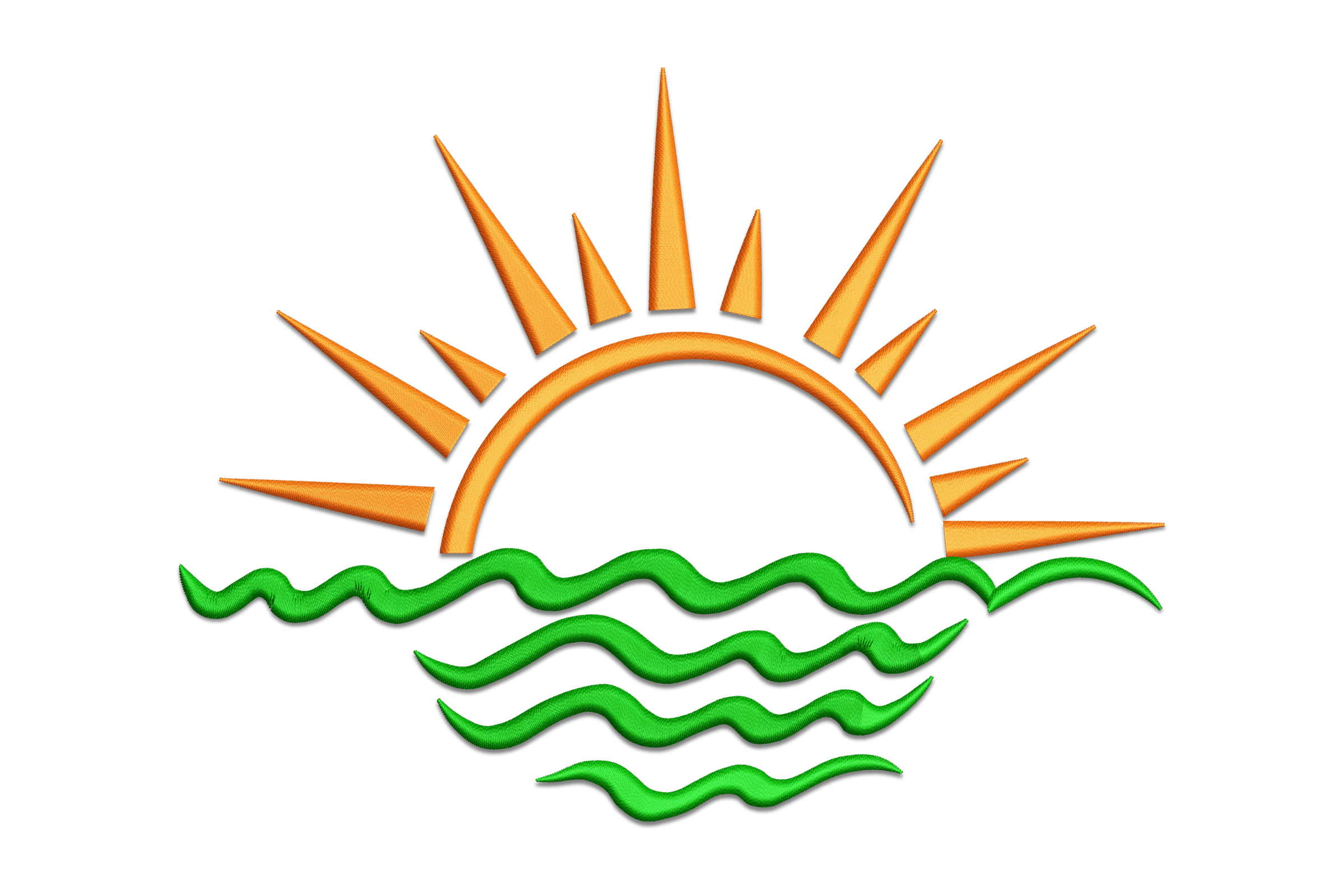 Sunset Over Waves Embroidery Design