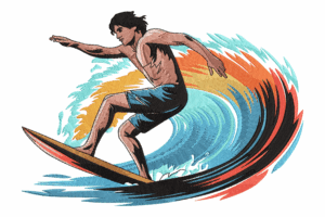Surfer Embroidery Design