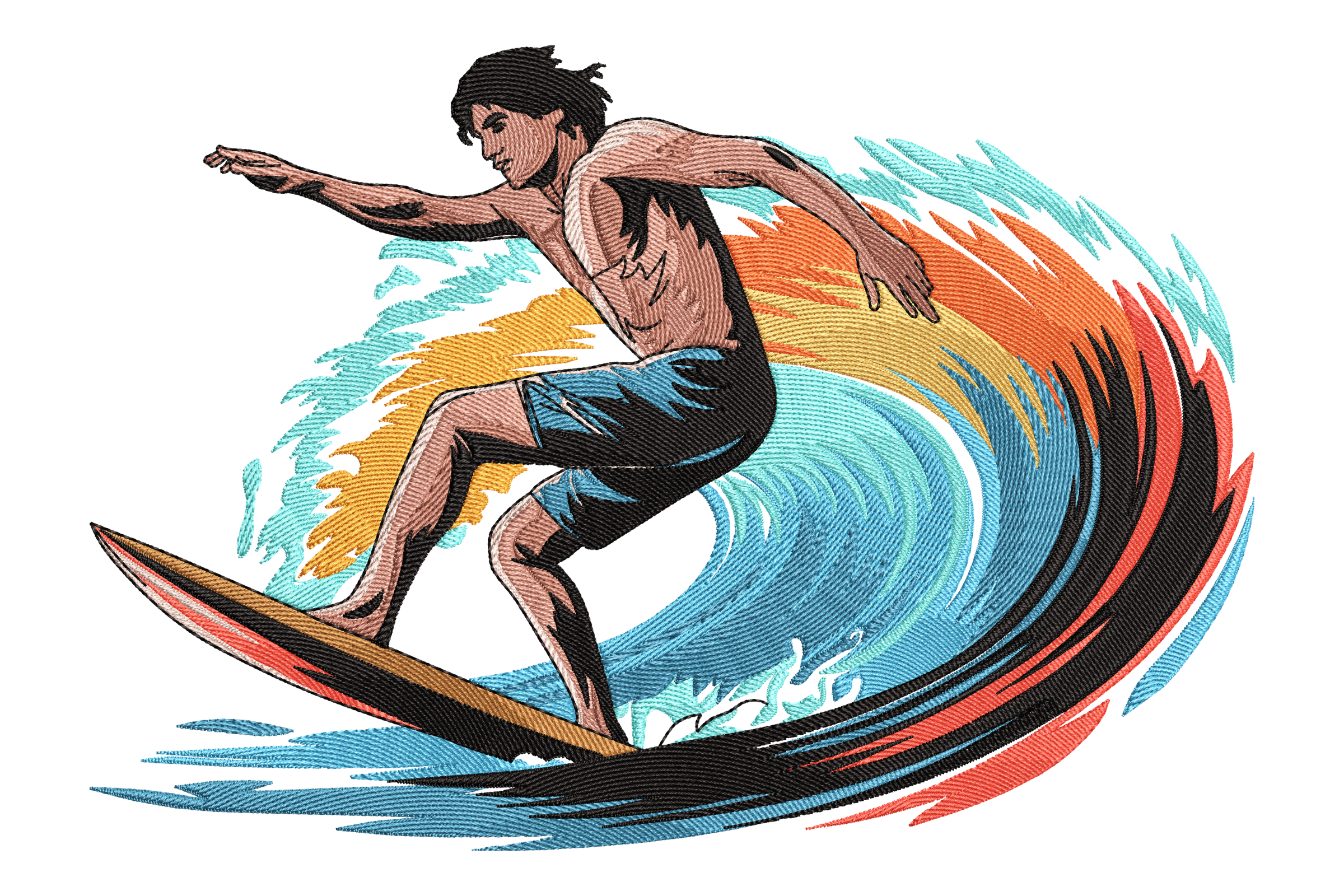 Surfer Embroidery Design