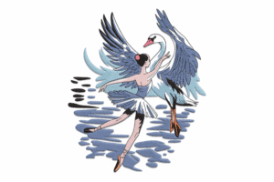 Swan Ballerina Embroidery Design