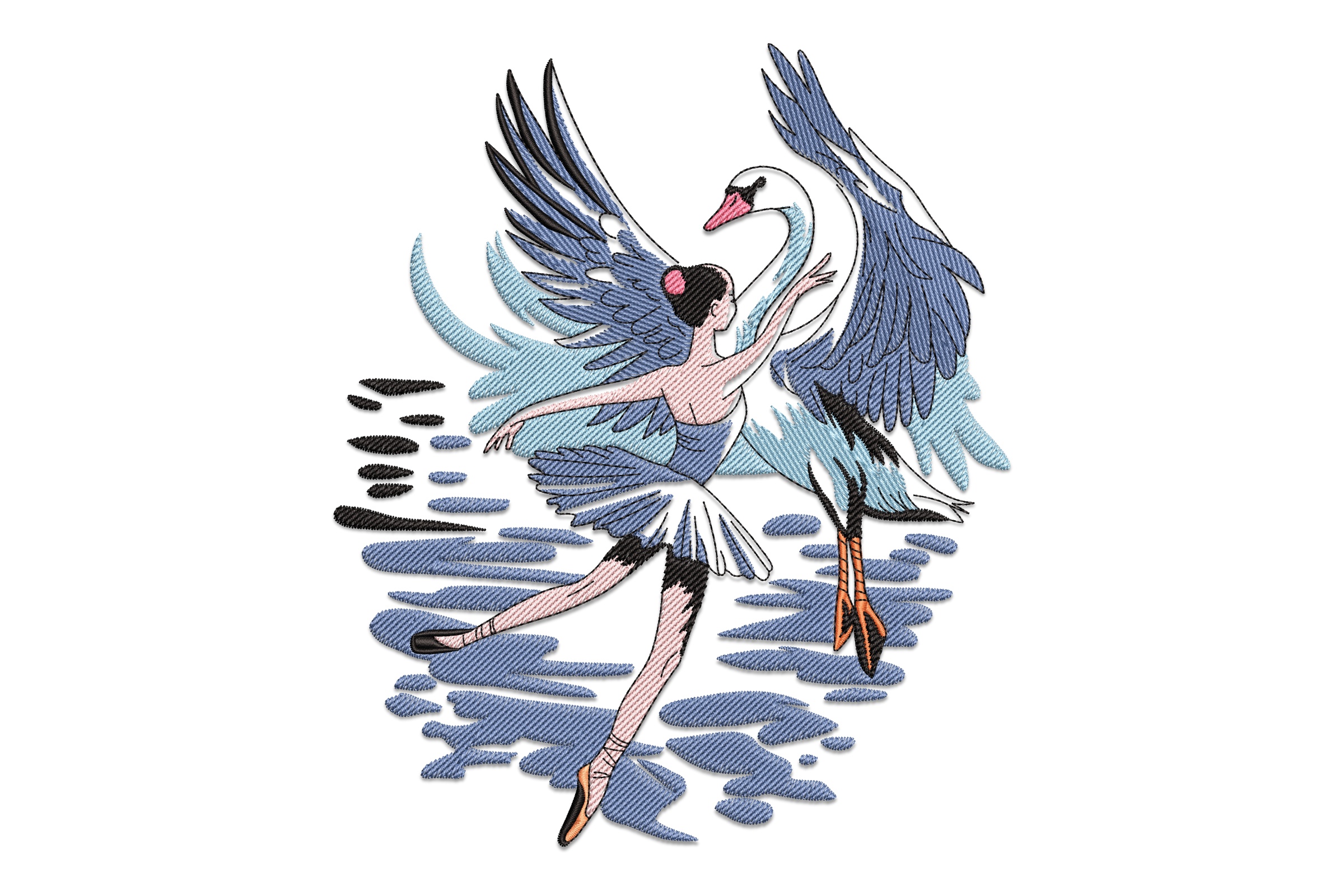Swan Ballerina Embroidery Design