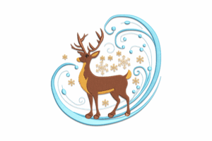 Swirling Snow Reindeer Embroidery Design