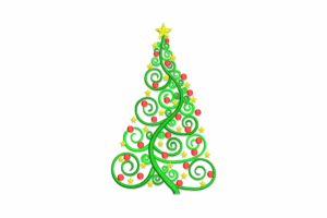 Swirly Christmas Tree Embroidery Design