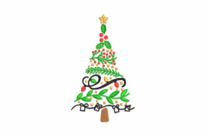 Swirly Christmas Tree Machine Embroidery Design