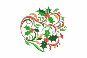 Swirly Holly Christmas Embroidery Design