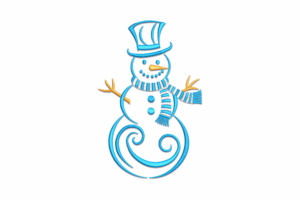 Swirly Snowman in Scarf and Hat Embroidery Design