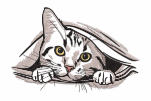 Tabby Peeking from Blanket Embroidery Design