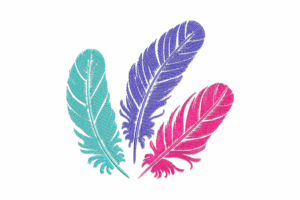 Three Colorful Feathers Embroidery Design