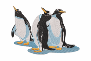 Three Penguins Embroidery Design
