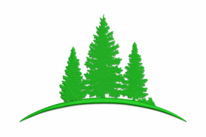 Three Pine Trees on Hill Embroidery Design
