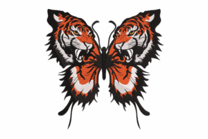 Tiger Butterfly Embroidery Design