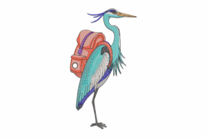 Travel Heron Embroidery Design