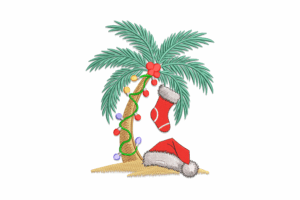 Tropical Christmas Palm Tree Embroidery Design