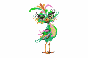 Tropical Colorful Cartoon Bird Embroidery Design