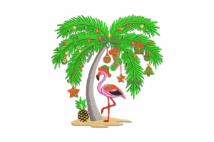 Tropical Flamingo Christmas Embroidery Design