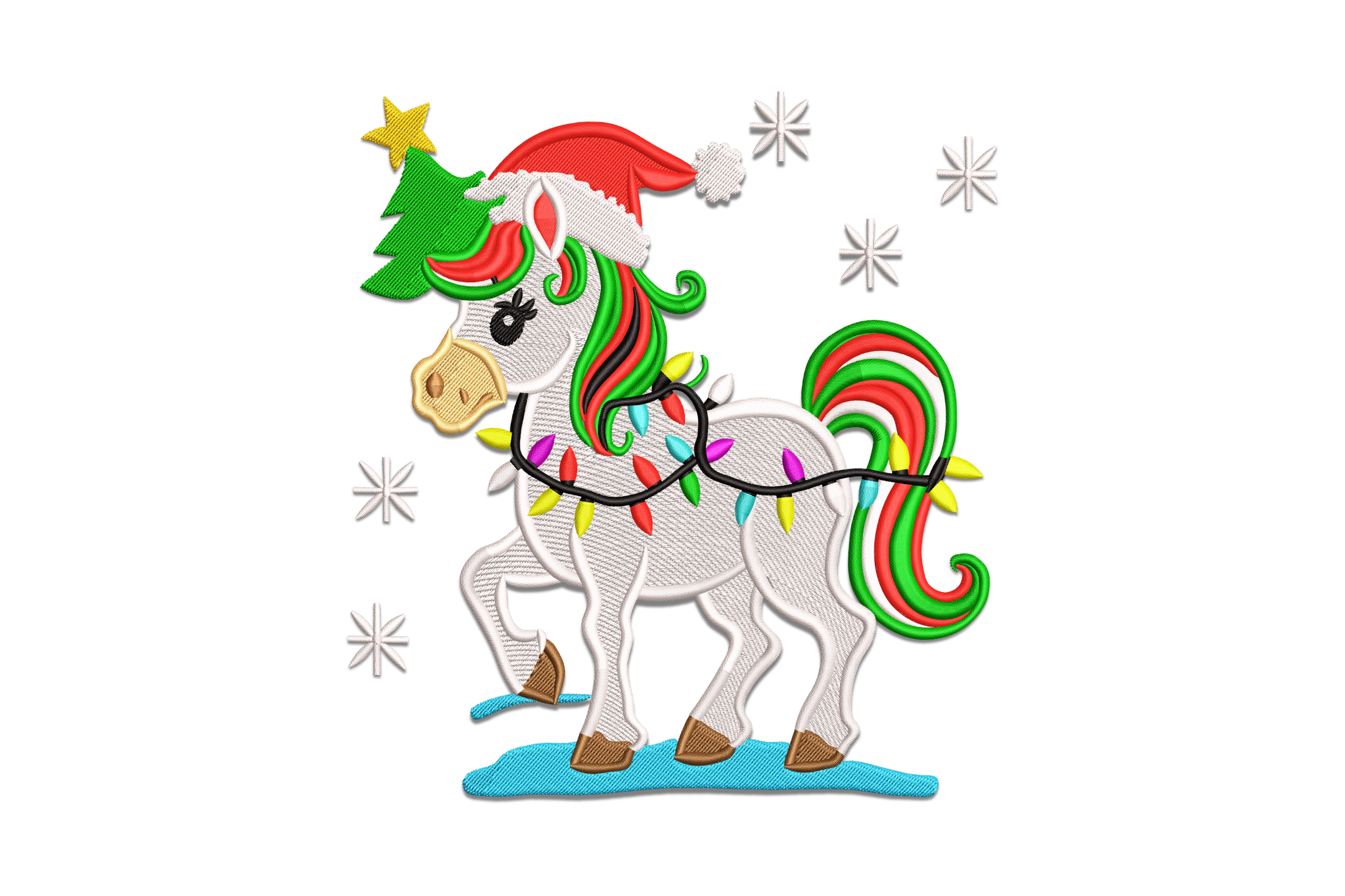Unicorn Pony Christmas Embroidery Design