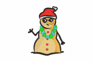 Tropical Christmas Snowman Embroidery Design