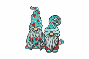 Valentine Gnome Couple Embroidery Design