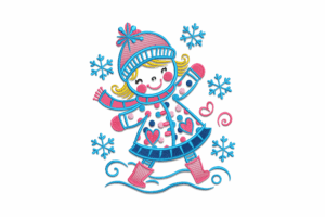 Happy Winter Girl Embroidery Design